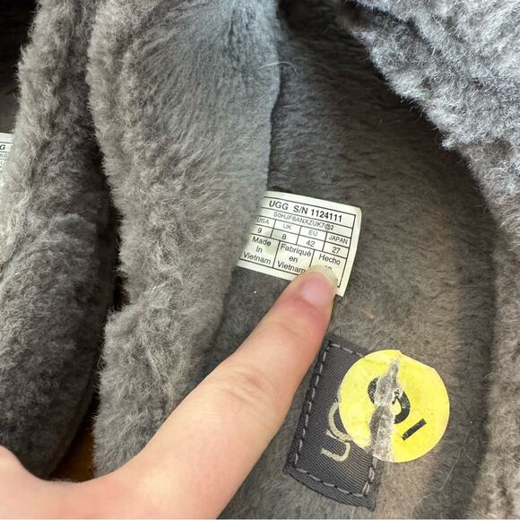 Ugg Fluff That Gray Fuzzy Cozy Wool Blend Slippers Slides Size 9 - Picture 4 of 7